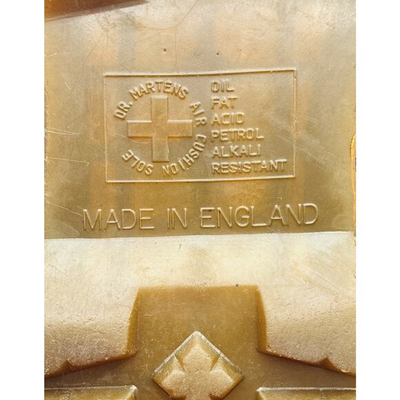 Vtg Y2K Yellow Stitch Dr. Martens Brn UK 4 US 6-6.5 Chunky Lug Sole Boot England - Picture 9 of 12